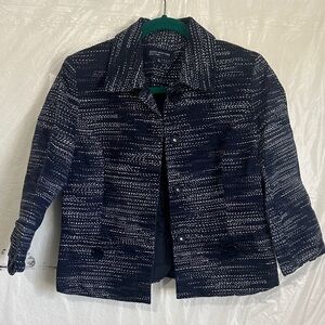 Jones New York Navy and White Textured Blazer